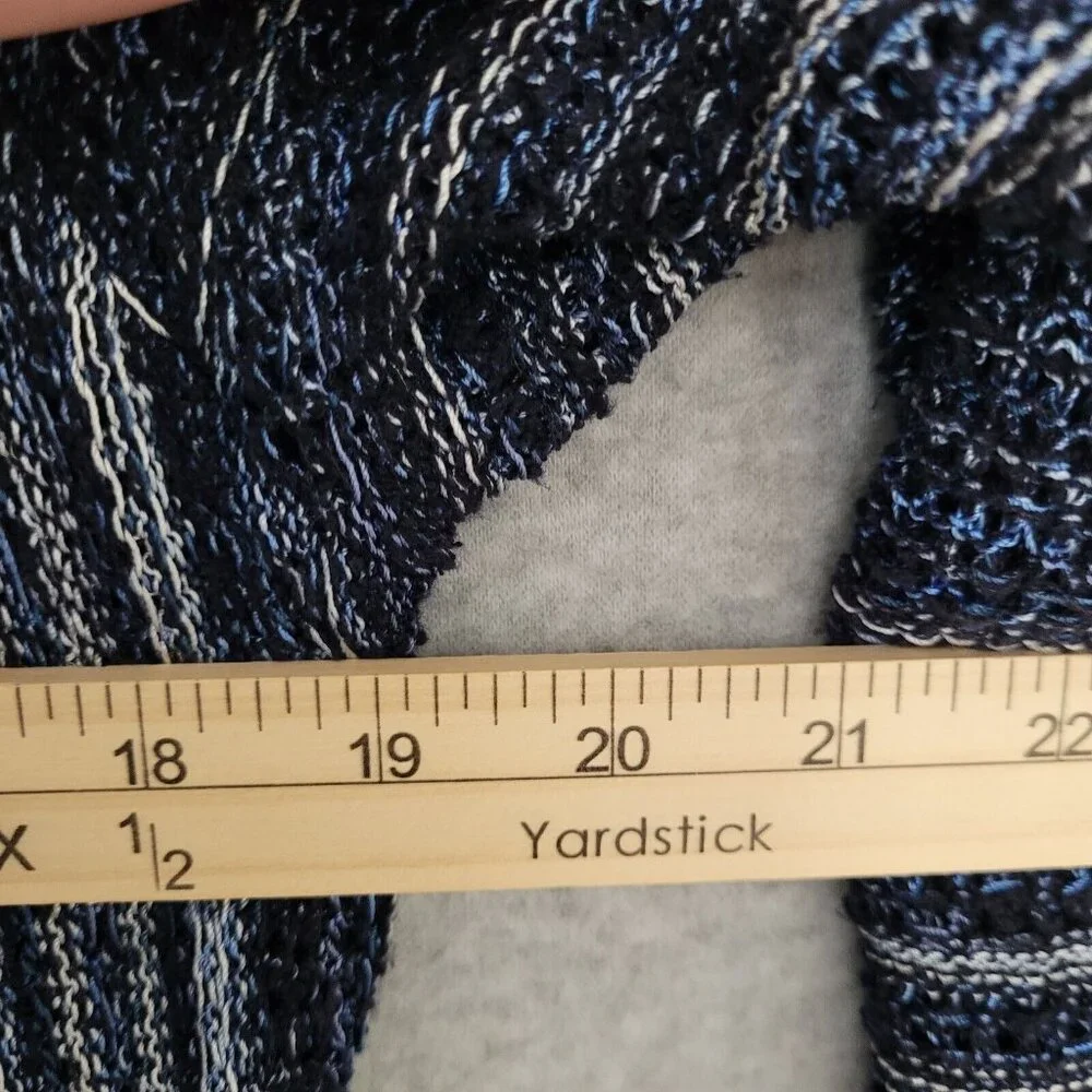 Liz Claiborne Womens Crochet Open Cardigan Size XL Navy 3/4 Sleeve Lagenlook - Picture 8 of 11